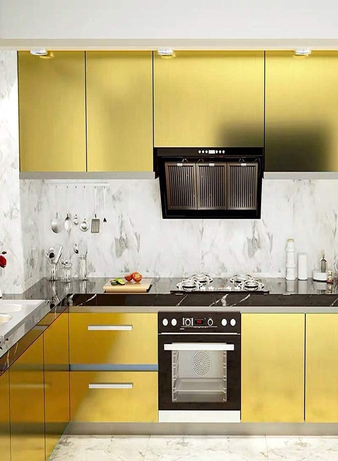 صن بيرد ورق لاصق ذاتي من صن بيرد جولد براش، ورق لاصق قابل للإزالة ومقاوم للماء، ورق لاصق لتزيين الرفوف، لفة فيلم تغطية (24 × 48 بوصة) - Image 3